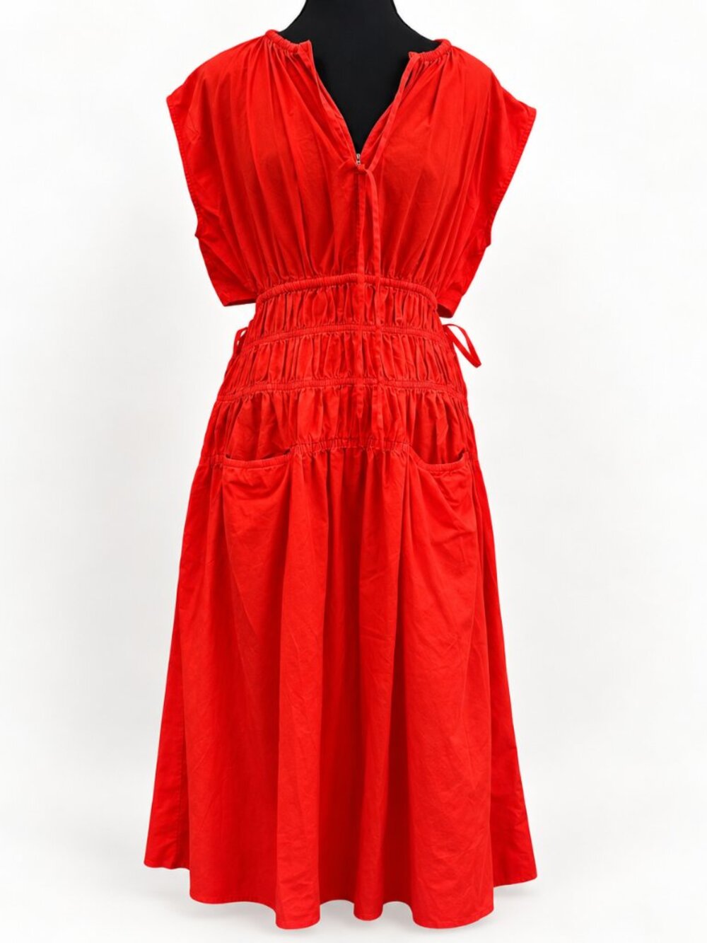 Proenza Schouler White Label Red Cutout Drawstring Midi Dress large